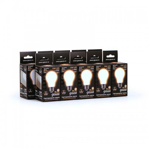 Лампа светодиодная филаментная Black Filament 10Вт A60 грушевидная матовая 2700К тепл. бел. E27 820лм GAUSS 102202110