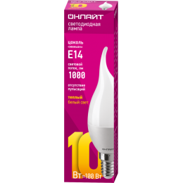 Лампа светодиодная 61 962 OLL-FC37-10-230-2.7K-E14-FR 10Вт свеча на ветру 2700К тепл. бел. E14 700лм 220-240В ОНЛАЙТ 61962