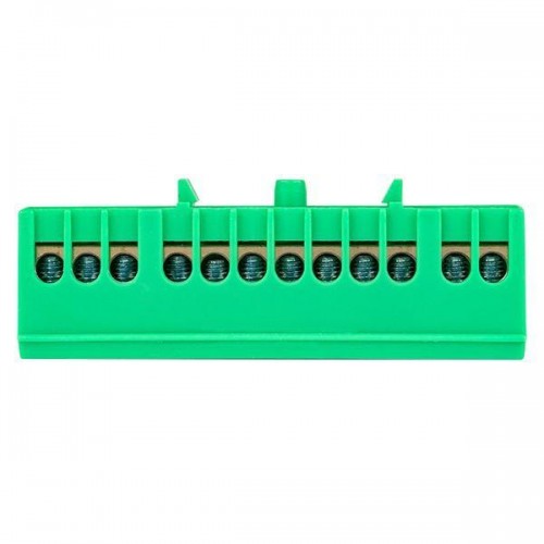 Шина нулевая PE 6х9 12 отверстий зел. изолированный корпус на DIN-рейку латунь PROxima EKF sn0-63-12-ig