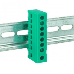 Шина нулевая PE 6х9 8 отверстий зел. изолированный корпус на DIN-рейку латунь PROxima EKF sn0-63-8-ig