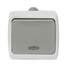 Выключатель 1-кл. ОП Мурманск 10А IP54 с индикатором сер. EKF EFV10-121-30-54