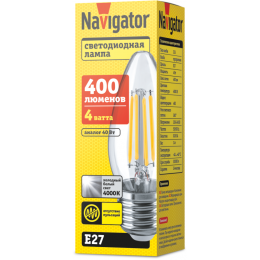 Лампа светодиодная 14 006 NLL-F-C35-4-230-4K-E27 4Вт свеча прозрачная 4000К нейтр. бел. E27 380лм 220-240В Navigator 14006