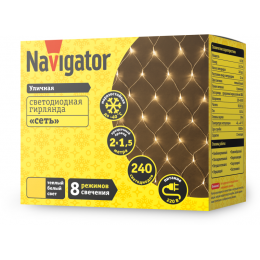 Гирлянда светодиодная 61 854 NGF-N01-240WW-12-2х1.5m-230-TR-IP44 Navigator 61854