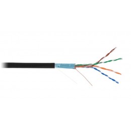 Кабель F/UTP кат.5E (класс D) 4 пары 100МГц ОЖ BC чистая медь внешн. PE до -40град.C черн. (уп.305м) NETLAN EC-UF004-5E-PE-BK