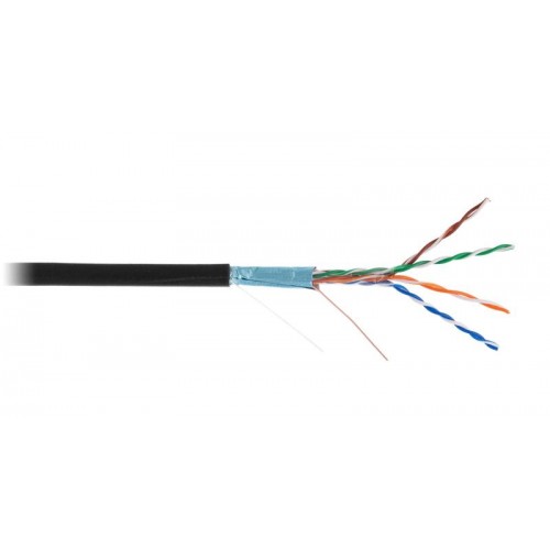 Кабель F/UTP кат.5E (класс D) 4 пары 100МГц ОЖ BC чистая медь внешн. PE до -40град.C черн. (уп.305м) NETLAN EC-UF004-5E-PE-BK