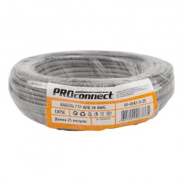 Кабель витая пара F/UTP кат.5e 4х2х0.50 24AWG solid CCA PVC INDOOR омедненный сер. (уп.25м) PROCONNECT 01-0142-3-25