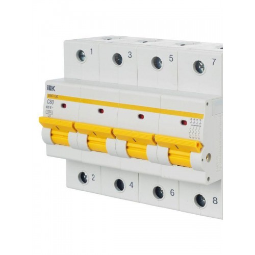 Выключатель автоматический модульный 4п C 80А 15кА ВА47-150 KARAT IEK MVA50-4-080-C
