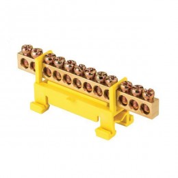 Шина нулевая PE 6х9 12 отвер. латунь желт. изолятор тип 