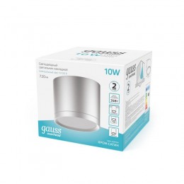 Светильник светодиодный Overhead 10Вт 4100К IP20 720лм 170-240В ДПО цилиндр накладной с рассеив. хром сатин GAUSS HD020