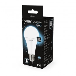 Лампа светодиодная Black 22Вт A70 грушевидная 4100К нейтр. бел. E27 2000лм GAUSS 102502222