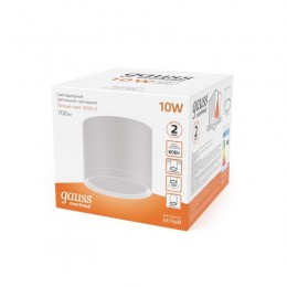 Светильник светодиодный Overhead 10Вт 3000К IP20 700лм 170-240В ДПО цилиндр накладной с рассеив. бел. GAUSS HD025