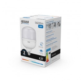 Лампа светодиодная Elementary 60Вт T160 цилиндр 6500К холод. бел. E27 5600лм GAUSS 63236