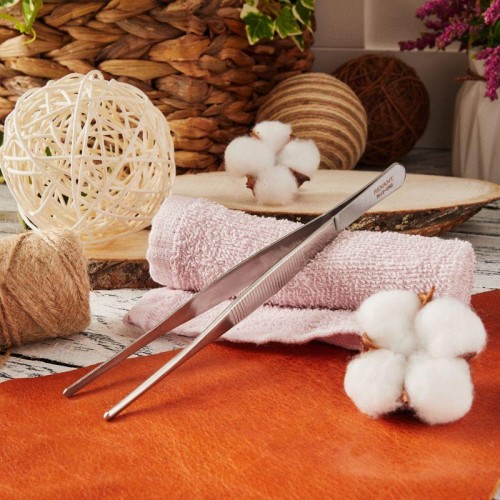 Пинцет прямой рифленый 200мм (блист.) Rexant 12-0368