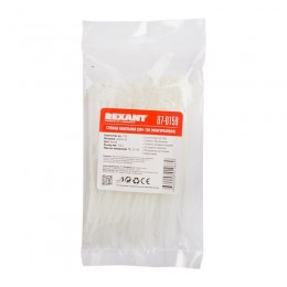 Хомут кабельный 3.5х150 многоразовый нейл. СКМ-150 бел. (уп.100шт) Rexant 07-0159