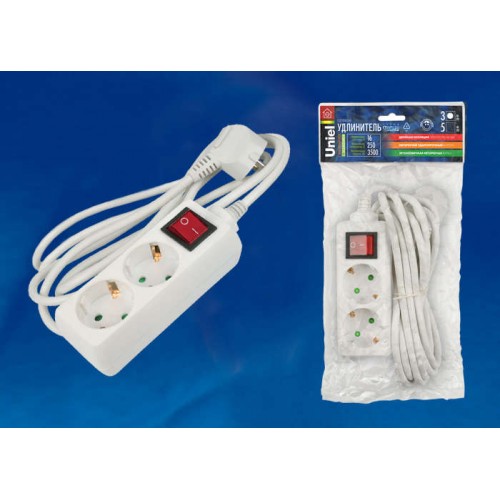 Удлинитель 2х3м с заземл. Standart S-GCD2-3B с выкл. Uniel 02915