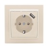 Розетка 1-м СП Минск 16А IP20 с заземл. защ. шторки с заряд. устройством USB 1А беж. EKF ERR16-028-200-USB