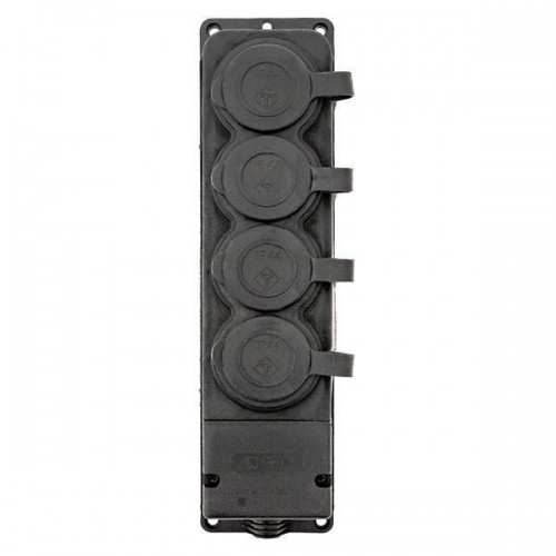 Колодка 4-м 16А IP44 2P+PE 230В с защ. крышками каучук PROxima EKF RPS-020-16-230-44-r