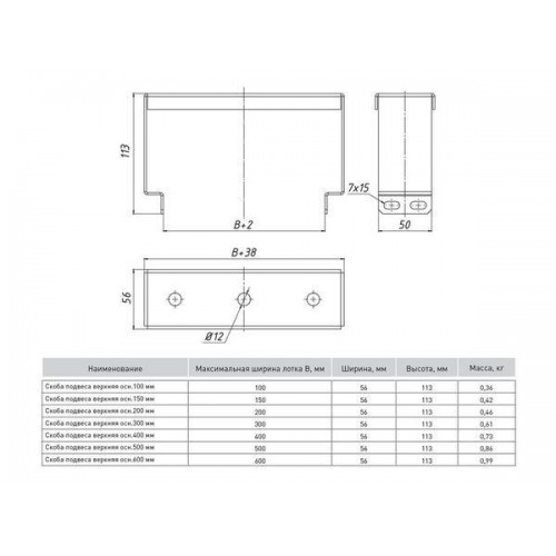 Скоба подвеса верхняя 300мм EKF pv300