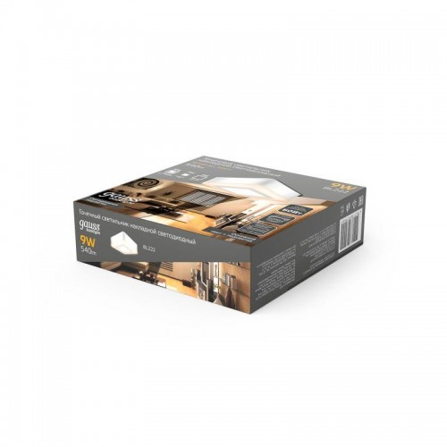 Светильник светодиодный Backlight 6+3Вт 3000К IP20 540лм d145х40мм ДБО квадрат потолочный накладной акрил GAUSS BL222