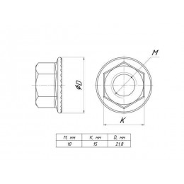 Гайка с фланцем М10 EKF gflm10