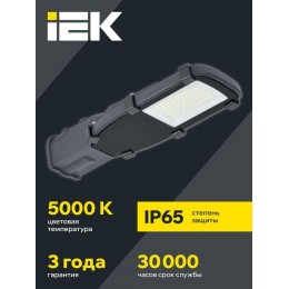 Светильник светодиодный ДКУ 1002-30Д 5000К IP65 уличный консольный сер. IEK LDKU0-1002-030-5000-K03