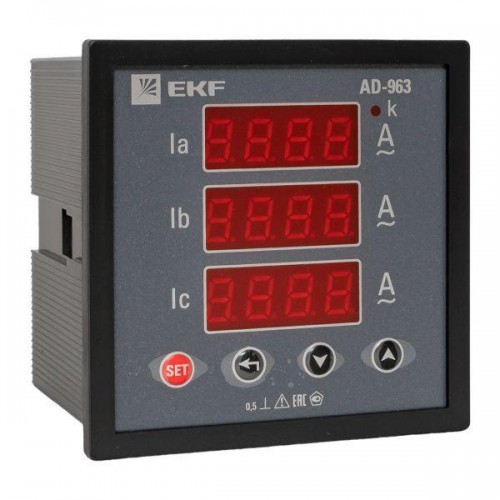 Амперметр цифровой AD-963 3ф на панель 96х96 EKF ad-963