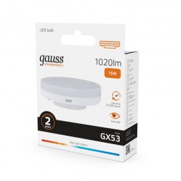 Лампа светодиодная Elementary 15Вт таблетка 3000К тепл. бел. GX53 1020лм GAUSS 83815