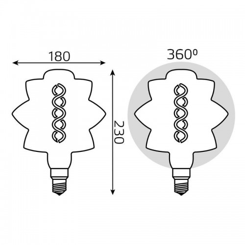 Лампа светодиодная филаментная Black Filament 8Вт BD180 золотая 2400К тепл. бел. E27 560лм GAUSS 161802008