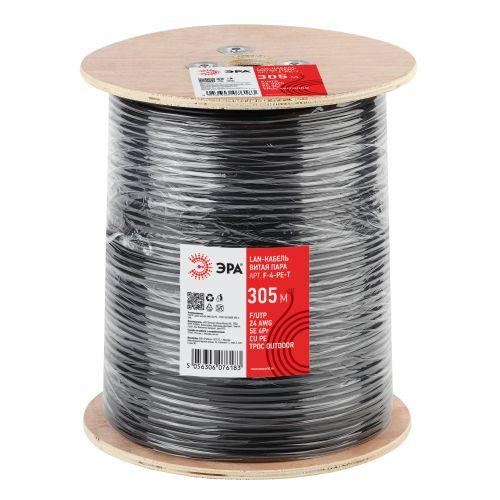 Кабель витая пара F/UTP кат.5E 4х2х24 AWG CU PE+ТРОС OUTDOOR (уп.305м) Эра Б0044690