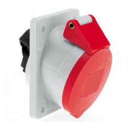 Розетка встраиваемая 16А 5п 3P+N+PE 6ч 400В IP44 наклонная 75х75 Bals 1212