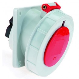 Розетка встраиваемая 32А 4п 3P+PE 6ч 400В IP67 наклонная 85х85 Bals 12329