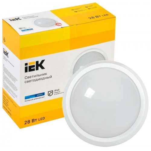 Светильник светодиодный ДПО 5071 28Вт 6500К IP65 круг бел. IEK LDPO0-5071-28-6500-K01