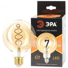 Лампа светодиодная филаментная F-LED G95-7W-824-E27 7Вт G95 шар золотая 2400К спирал. тепл. бел. E27 Эра Б0047663