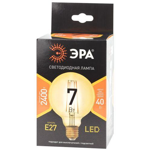 Лампа светодиодная филаментная F-LED G95-7W-824-E27 7Вт G95 шар золотая 2400К тепл. бел. E27 Эра Б0047662