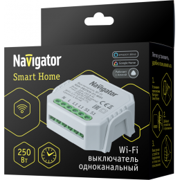 Переключатель одноканальный 82 632 Smart Home NSH-SWITCH-01-WiFi с управлением по Wi-Fi NAVIGATOR 82632