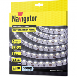 Лента светодиодная 14 449 NLS-335CWS120-8-IP20-12V (уп.5м) NAVIGATOR 14449