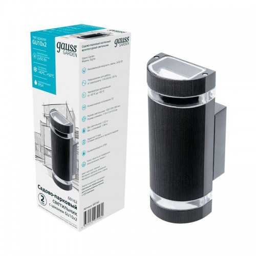 Светильник Enigma 2х50Вт GU10 IP54 100х100х300мм НТУ садово-парковый настенный архитектурный GAUSS GD162