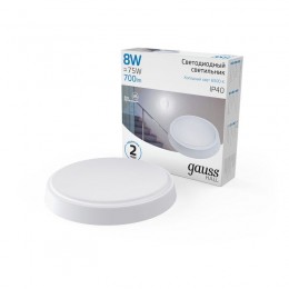 Светильник светодиодный HALL 8Вт 6500К IP40 700лм d135х32мм ДБП круг настенно-потолочный GAUSS 193411308