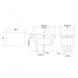 Выключатель клавишный 250В 16А (4с) ON-OFF син. с подсветкой (RWB-502 SC-767 IRS-201-1) (инд. упак.) Rexant 36-2331-1