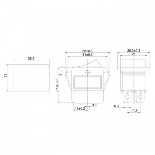 Выключатель клавишный 250В 16А (4с) ON-OFF син. с подсветкой (RWB-502 SC-767 IRS-201-1) (инд. упак.) Rexant 36-2331-1