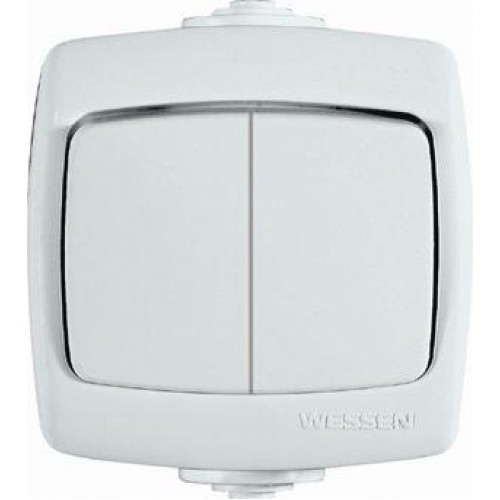 Выключатель 2-кл. ОП Рондо 6А IP44 250В бел. SchE VA56-225B-BI