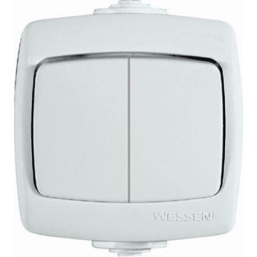 Выключатель 2-кл. ОП Рондо 6А IP44 250В бел. SchE VA56-225B-BI