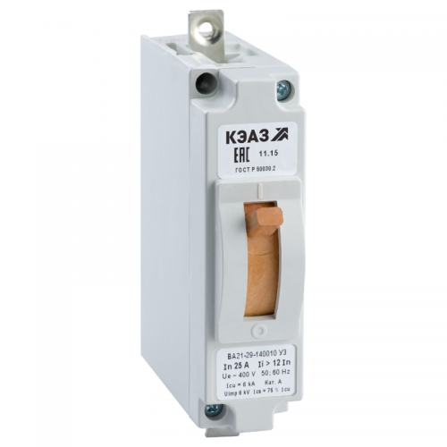 Выключатель автоматический 1п 10А 6Iн 6кА ВА21-29-140010 У3 400В AC КЭАЗ 101253