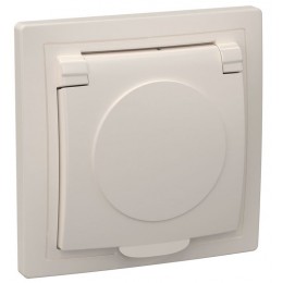 Розетка 1-м СП Кварта РСб10-3-ККм 16А IP20 с заземл. с крышкой крем. GENERICA ERK15-K33-16-DM