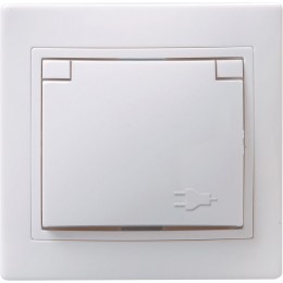 Розетка 1-м СП Кварта РСбш10-3-КБ 16А IP20 с заземл. защ. шторки с крышкой бел. GENERICA ERK12-K01-16-DM