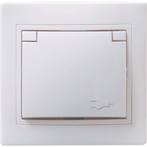 Розетка 1-м СП Кварта РСбш10-3-КБ 16А IP20 с заземл. защ. шторки с крышкой бел. GENERICA ERK12-K01-16-DM