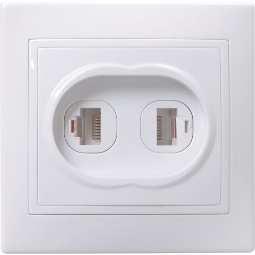Розетка компьютерная + телефонная 2-м СП Кварта РК/Т12-КБ IP20 бел. GENERICA EIK10-K01-DM