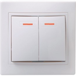 Выключатель 2-кл. СП Кварта 10А IP20 ВС10-2-1-КБ с индикацией бел. GENERICA EVK21-K01-10-DM