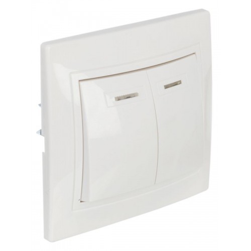 Выключатель 2-кл. СП Кварта 10А IP20 ВС10-2-1-КБ с индикацией бел. GENERICA EVK21-K01-10-DM