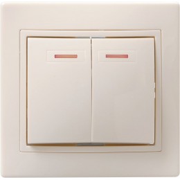 Выключатель 2-кл. СП Кварта 10А IP20 ВС10-2-1-ККм с индикацией крем. GENERICA EVK21-K33-10-DM